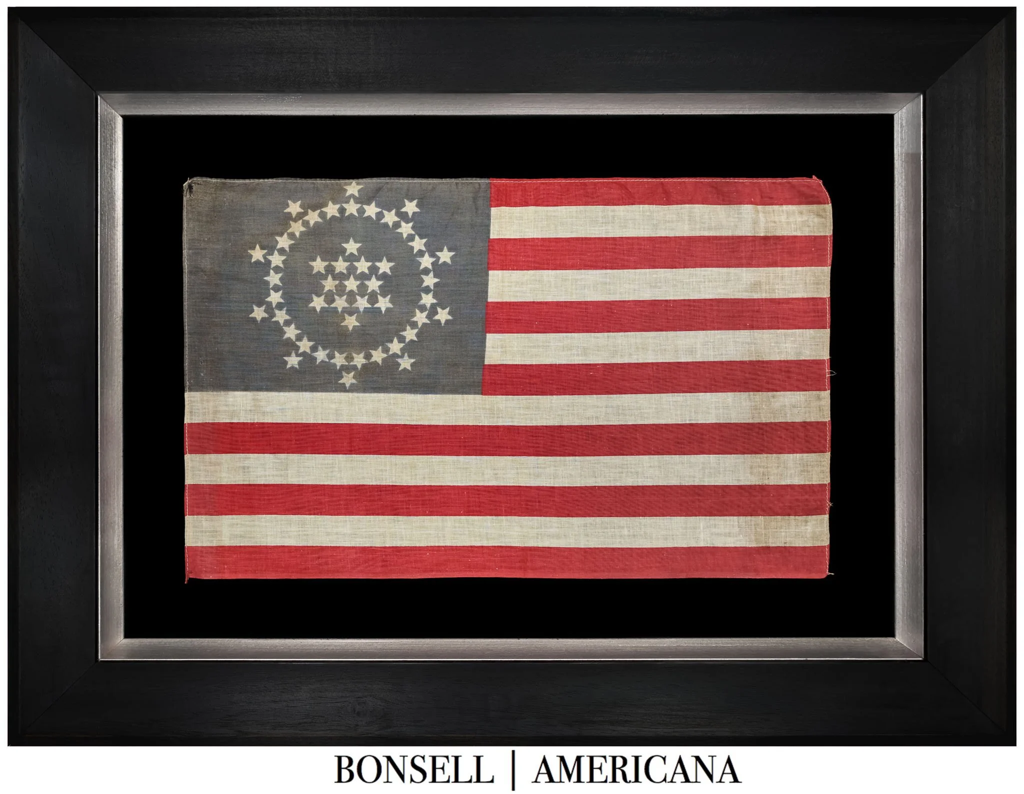 Highly Unusual 40 Star Antique Flag with a Medallion and Junior